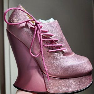 John Fluevog metallic pink platforms size 7